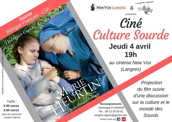 Projection suivie d'un débat, du film "Marie Heurtin", le tout  traduit en langue des signes