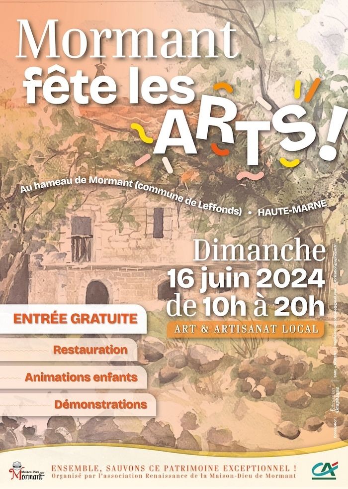 Au sein d'un site historique remarquable, "Mormant fête les arts" est une manifestation culturelle et populaire où de nombreux exposants seront présents (écrivains, peintre, sculpteurs, ...).