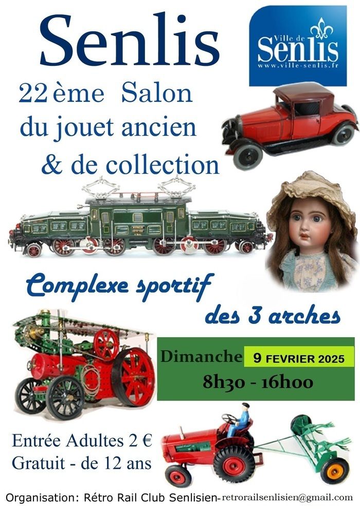 Le RétrO Rail Club Senlisien organise sa 22ème édition de sa bourse d'échanges de jouets anciens et de collection. 250 m linéaires de tables de vente et d'exposition sont disponibles sur réservation