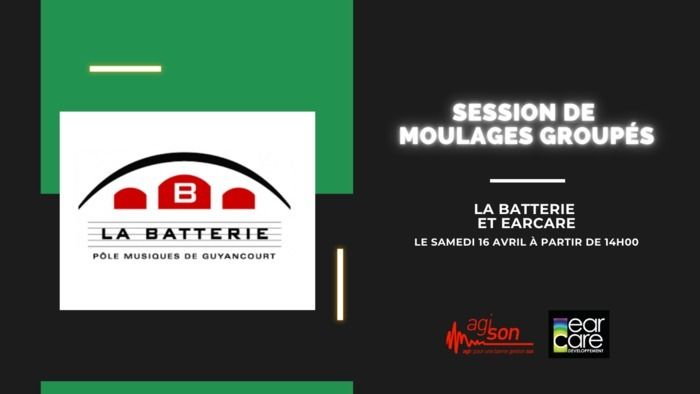 En partenariat avec  Agi-son  et  ses relais régionaux , nous organisons des sessions de réalisation d'empreintes groupées, pour protecteurs auditifs sur-mesure et in-ear monitors.