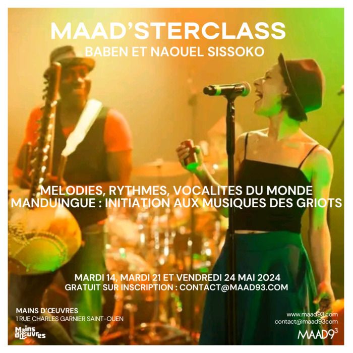 Dans cette maad'terclass, nous vous invitons à pénétrer l’univers des musiques mandingues, plus particulièrement autour de la kora et des musiques des griots au Mali.