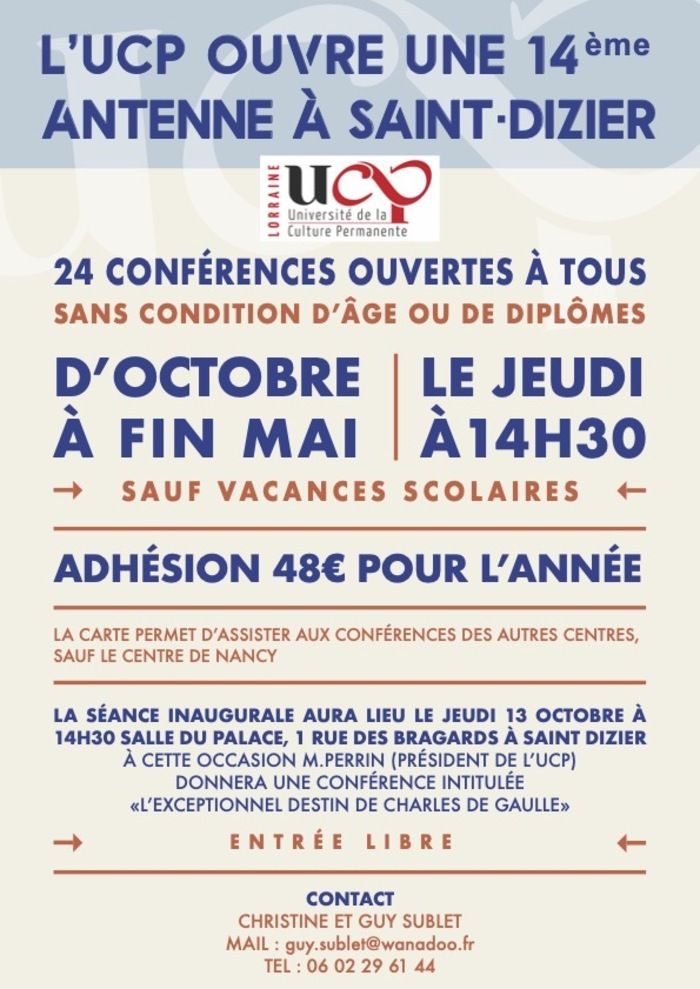 Conférence " L'exceptionnel destin de Charles de Gaulle " M. Perrin, président de l'UCP