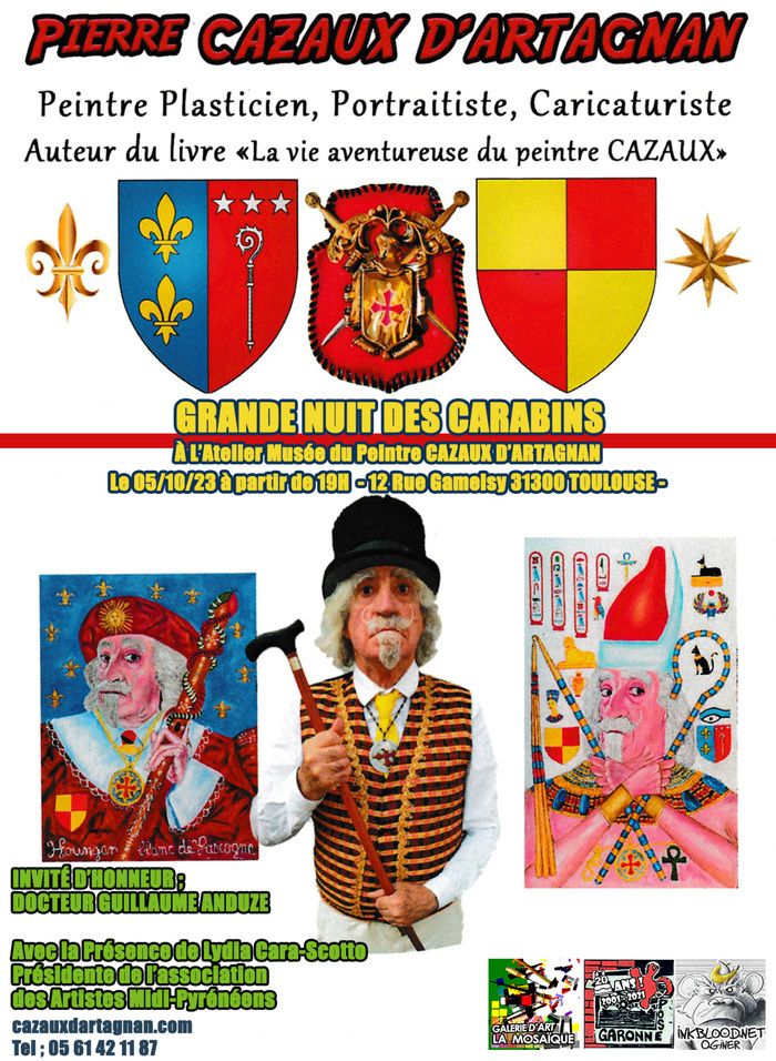 Cette soirée du 05/10/23 s’annonce & sera mémorable 🎆 ! Monsieur Pierre Cazaux D’Artagnan c’est l’ARTISTE, L’Art triste, l’Art qui tique, qui trique ; critique.