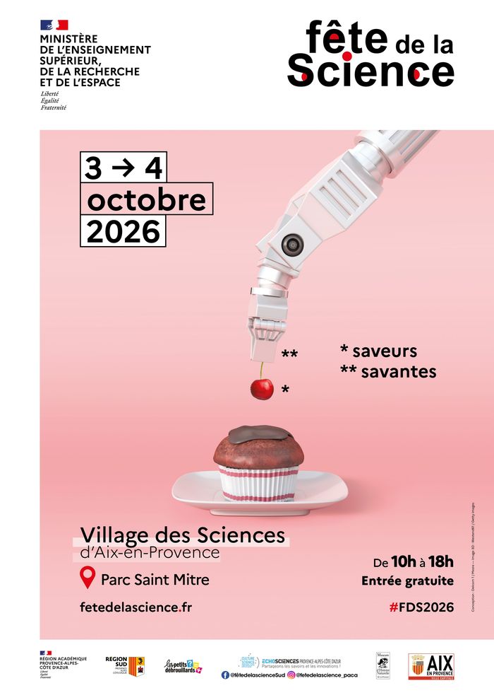 A l'occasion de la Fête de la Science, le Muséum vous invite à participer au village des Sciences d'Aix-en-Provence au sein du parc Saint-Mitre qui aura pour thème Saveurs Savantes.