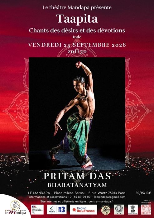 « Taapita » est une présentation solo de Bharatanatyam en quatre parties, qui voyage à travers divers univers.