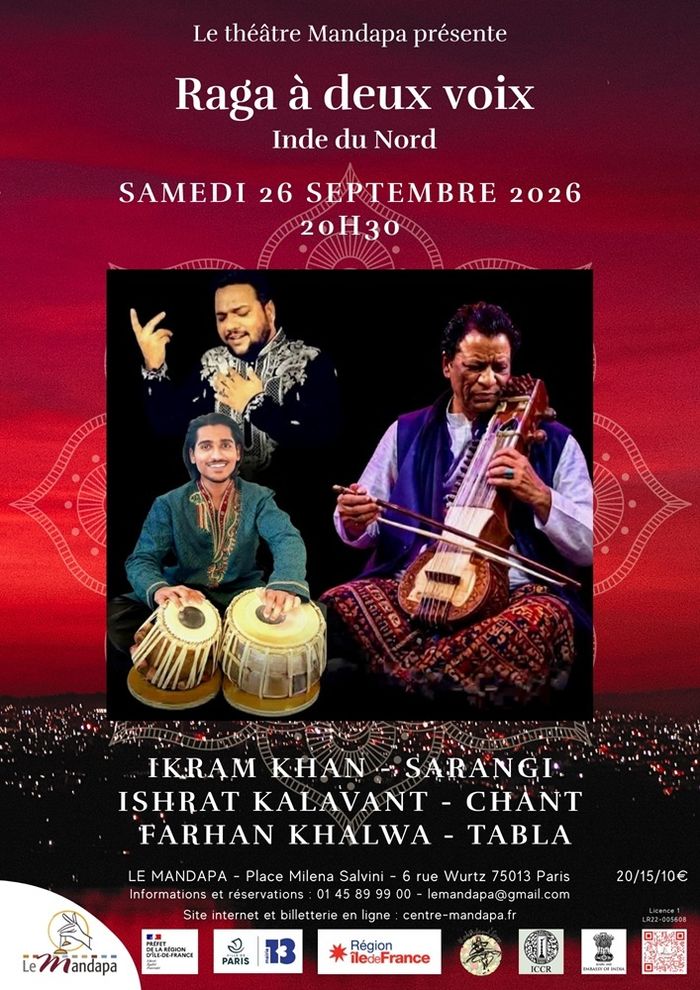 Maître du sarangi, Ikram Khan est un joyau de Jaipur, au Rajasthan.  Voix envoûtante, Ishrat Kalavant puise dans les profondeurs de la musique classique indienne et dans l’âme mystique du soufisme.