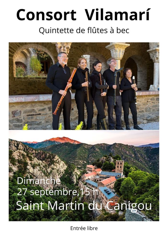 Concert du Consort Vilamarí -quintette de flûtes à bec- a Saint Martin du Canigou