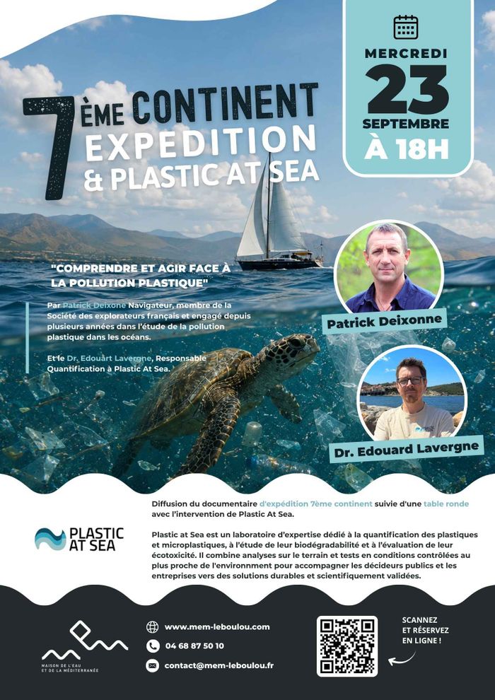 Mercredi 23 septembre à 18h gratuit : "Comprendre et agir face à la pollution plastique" par Patrick Deixonne navigateur, membre de la Société des explorateurs français
