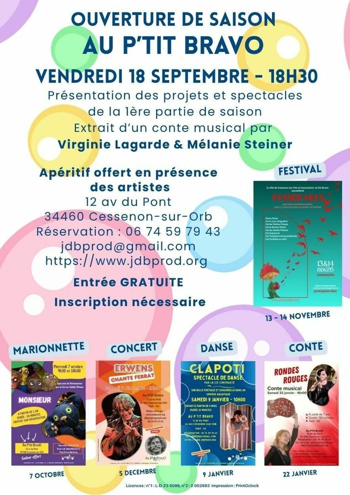 Présentation des projets et spectacles de la première partie de saison.