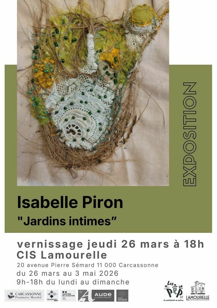 Dans le cadre du cycle culturel "Entrelacer" Isabelle PIRON présente son exposition "Jardins Intimes", ses œuvres textiles contemporaines mêlant botanique et anatomie féminine.