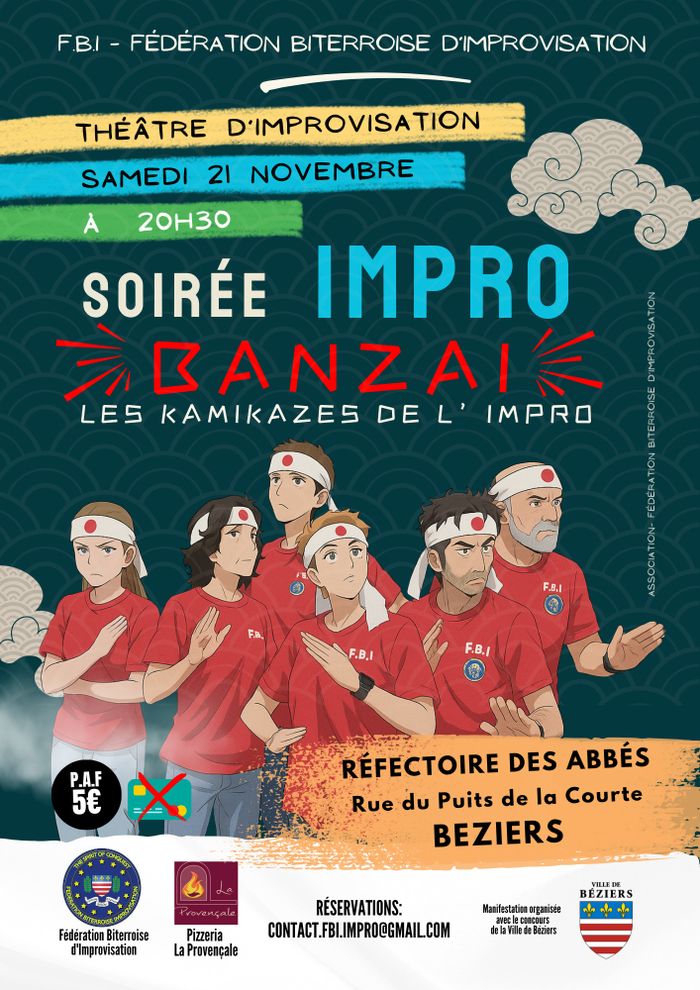 Pas de scénario, pas de limites et surtout… AUCUN FILET DE SÉCURITÉ. Pour cette nouvelle soirée Banzai, nos comédiens sautent dans le vide et prennent 100 % de risques sur scène !
