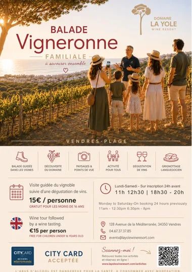 Partez en balade au cœur des vignes du Domaine La Yole, découvrez notre terroir et nos cépages, puis savourez nos cuvées lors d’une dégustation conviviale et authentique.