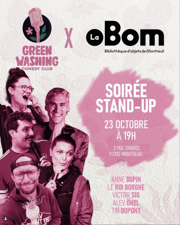 Le Greenwashing Comedy Club débarque à la bibliothèque d'objet de Montreuil avec 6 nouveaux artistes