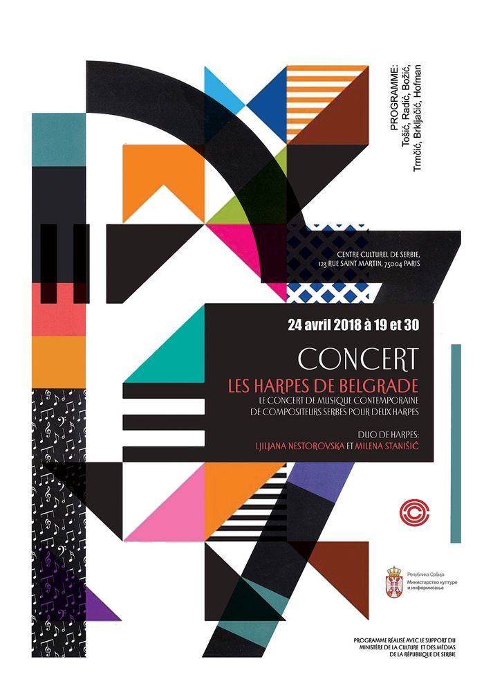 Concert de musique contemporaine de compositeurs serbes pour deux harpes