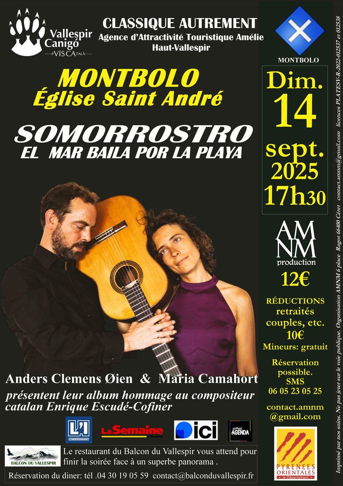 Maria Camahort et Anders Clemens  jouent la musique de Cofiner, compositeur barcelonais et fils d'un guitariste gitan:  harmonies envoûtantes,saveurs traditionnelles, rythme, caractère  et subtilité.