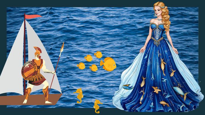 Grâce à une robe magique dont les replis cachent doudous, histoires et objets en tous genres, la médiatrice propose aux enfants de découvrir la mythologie de la mer… et les héros qui l'ont affrontée !