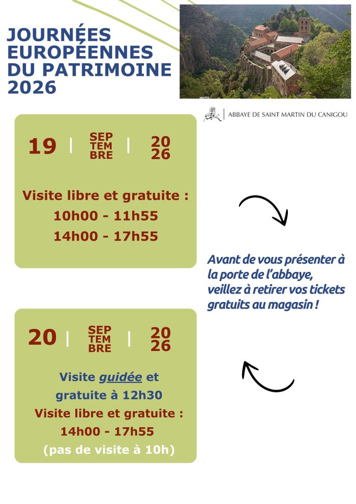 les journées européennes du patrimoine le 19-20 septembre  à L'abbaye Saint Martin du Canigou.