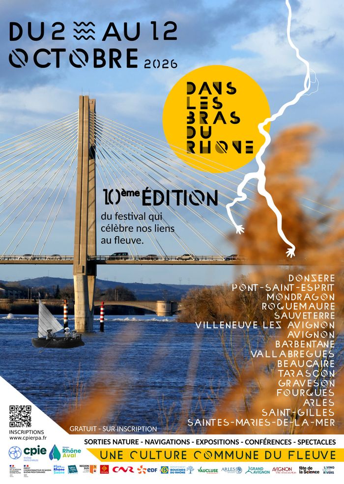 Pour sa 10e édition, le festival Dans les Bras du Rhône vous invite à célébrer le fleuve, du vendredi 2 au lundi 12 octobre 2026, autour d’un fil conducteur : “Le Rhône en commun”.