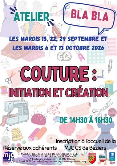 Initiez-vous à la couture, créez à votre rythme et partagez un moment convivial lors des ateliers Bla Bla Couture.