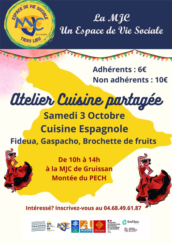 Atelier cuisine partagée espagnole : Fideua, gaspacho, brochettes de fruits