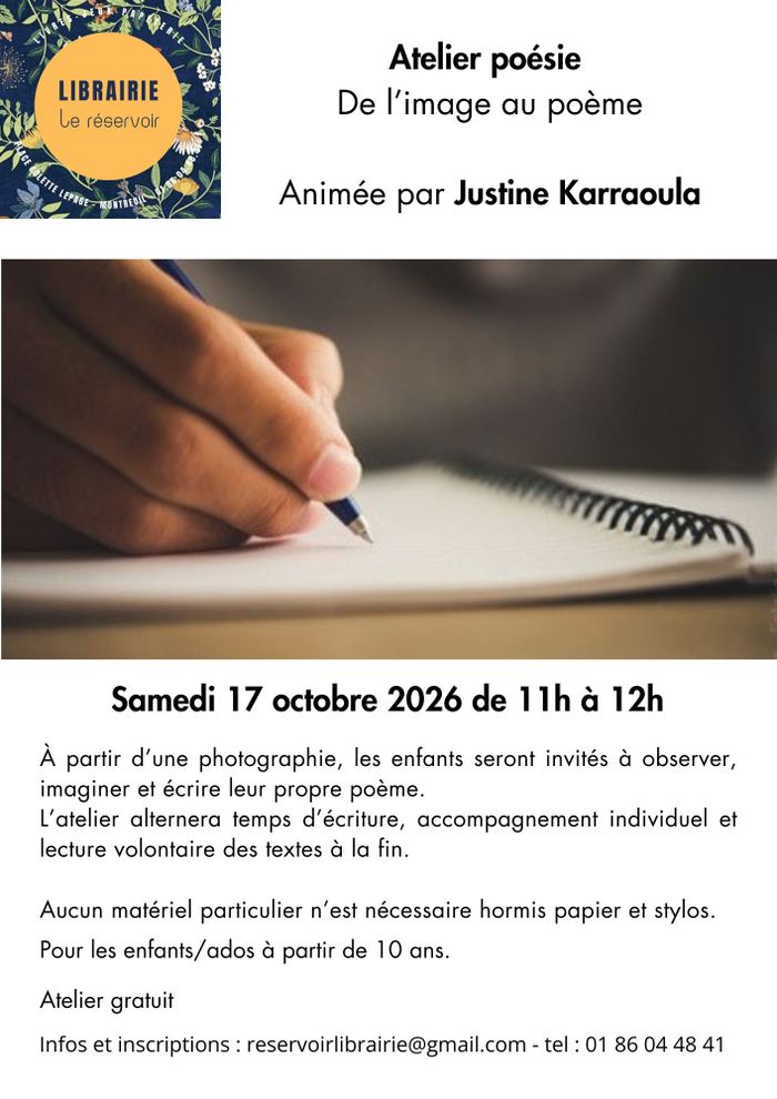 Justine Karraouala, poétesse, animera un atelier d'écriture pour enfants.
