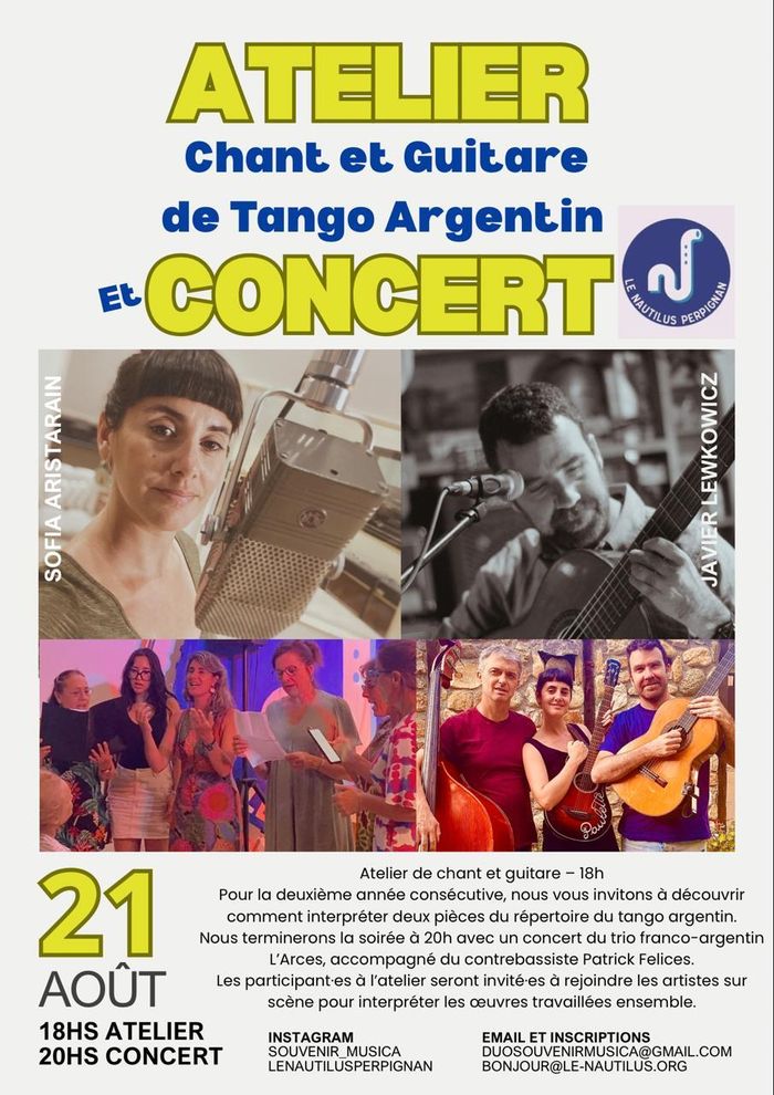 18h atelier guitare & 20h Concert tango argentin