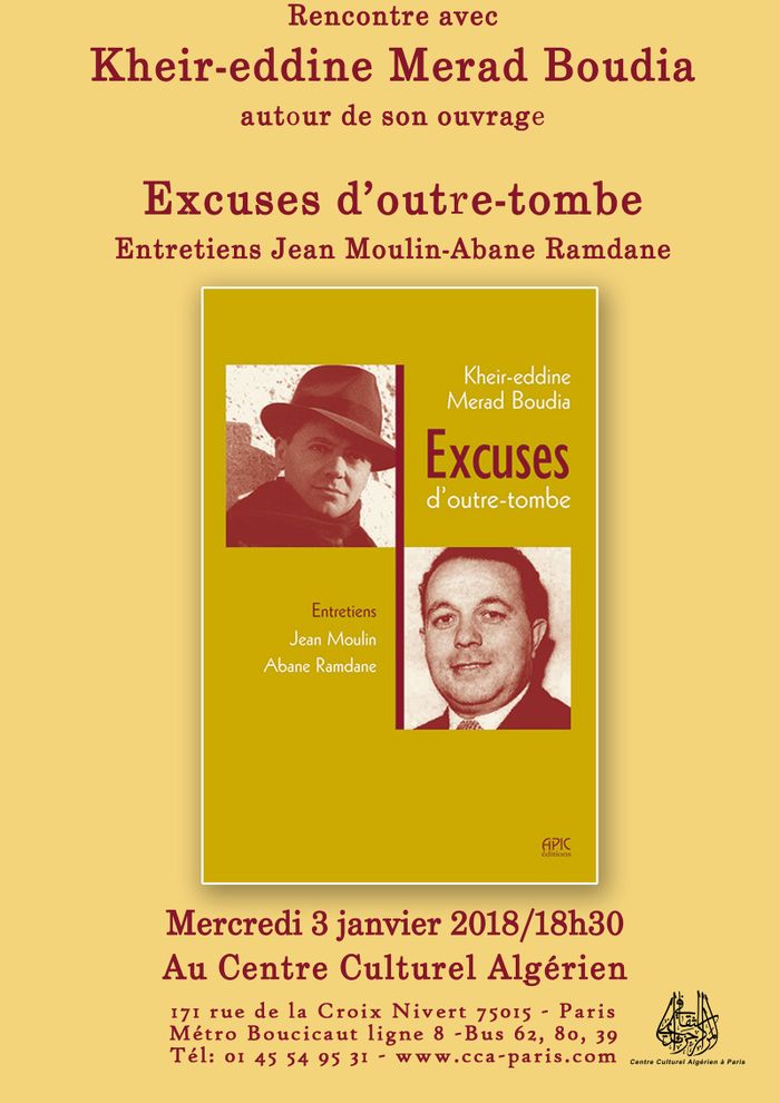 Deux hommes évoqués dans ce livre ont incarné des personnages hors du commun devenus des légendes. Jean Moulin et Abane Ramdane. L'auteur a imaginé ce dialogue outre-tombe entre les deux héros.