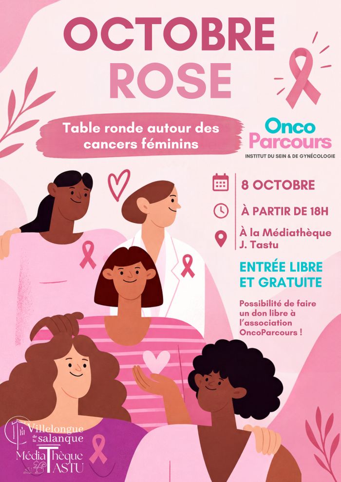 La médiathèque J. Tastu accueillera le 8 octobre prochain l'association OncoParcours, Institut du sein & de gynécologie, pour une table ronde autour des cancers gynécologiques et du cancer du sein.