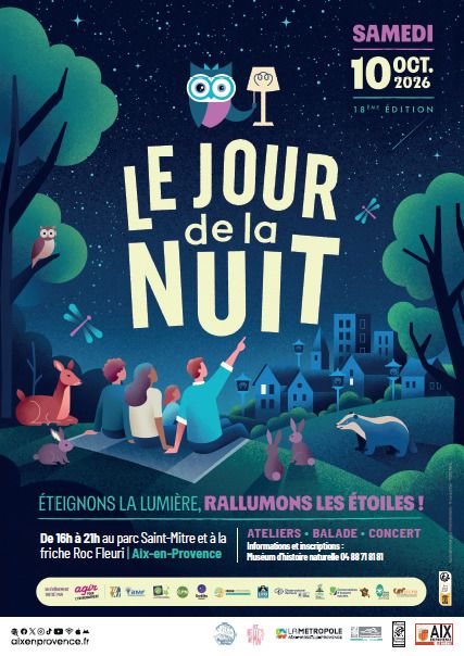 Le Muséum d'Aix organise pour la première fois LE JOUR DE LA NUIT, une manifestation nationale de sensibilisation à la pollution lumineuse et de protection du ciel et de la biodiversité nocturne.