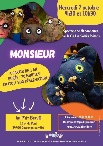 La marionnette permet de peindre la vie intérieure de Monsieur Chat, des rêveries loufoques, tendres et fantasques.