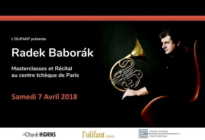 Journée musicale consacrée à Radek Baborák en France, composée d‘une série de masterclasses, d‘une exposition de cors d'harmonie et autres instruments, ainsi que d‘un récital en fin d'après midi.