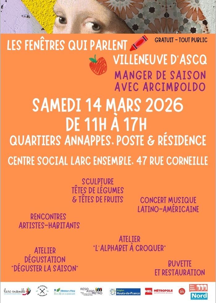 Fête de lancement des Fenêtres qui parlent le samedi 14 mars 2026, de 11h à 17h au centre social LARC Ensemble : ateliers créatifs, restauration et musique à Annappes, Poste et Résidence.