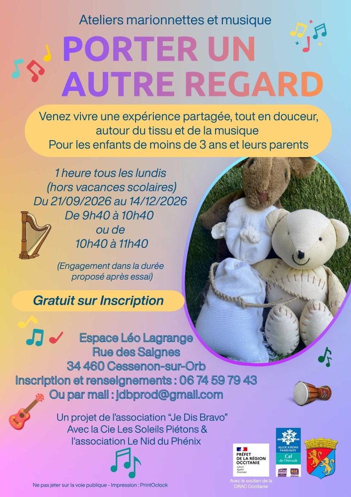 Tous les lundis matin à partir du 21/09, venez vivre une expérience partagée, tout en douceur, autour du tissu et de la musique avec la Cie Les Soleils Piétons et l’association Le Nid du phénix.