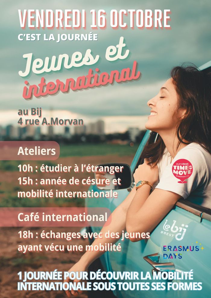 Une journée pour s'informer sur les études à l'étranger (atelier à 10h),  l'année de césure et la mobilité internationale" (à 15h) et changer avec des jeunes partis à l'étranger (à 18h).