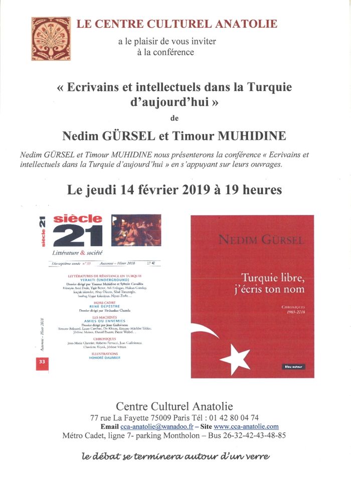 Conférence de Nedim GÜRSEL et Timour MUHIDINE