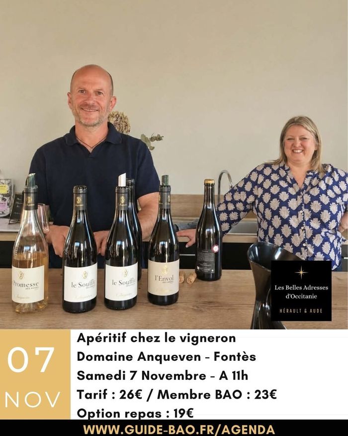 Apéritif chez le vigneron au Domaine Anqueven à Fontès