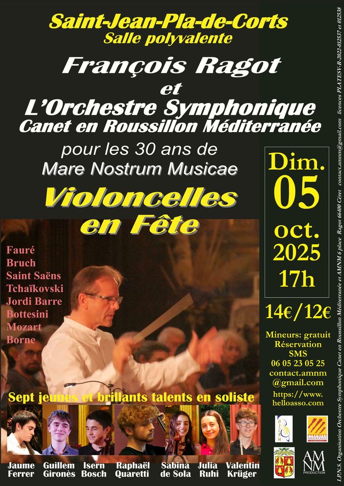 François Ragot réunit l’Orchestre Symphonique de Canet en Roussillon Méditerranée et Mare Nostrum Musicae autour de sept jeunes et brillants solistes dont certains de ses anciens et actuels élèves.