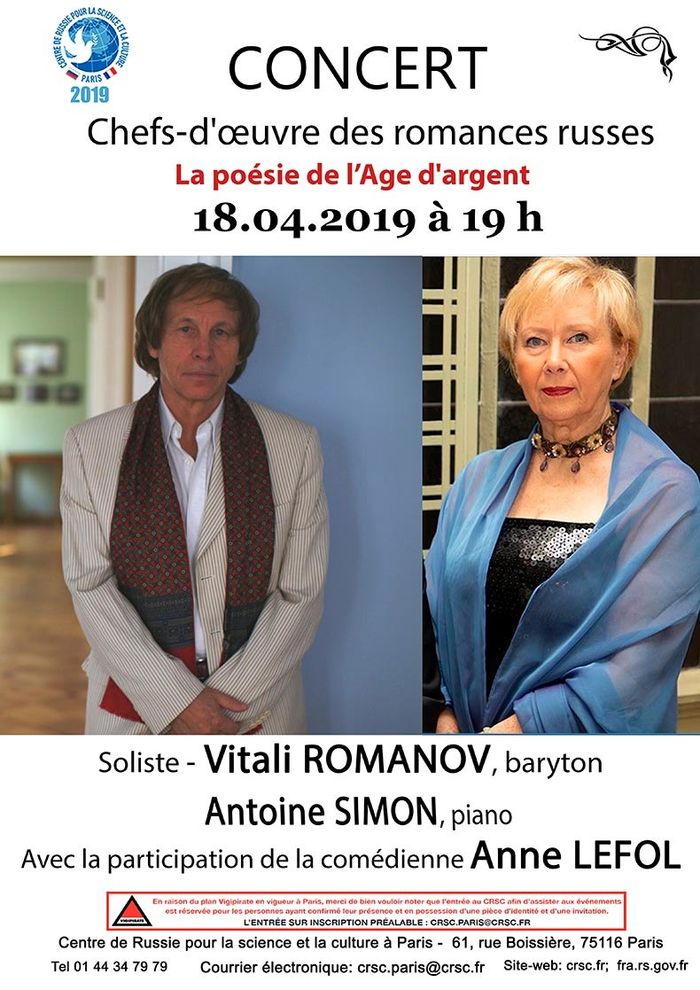 Concert « Chefs d’œuvre des romances russes ». La poésie de l’Age d’argent.