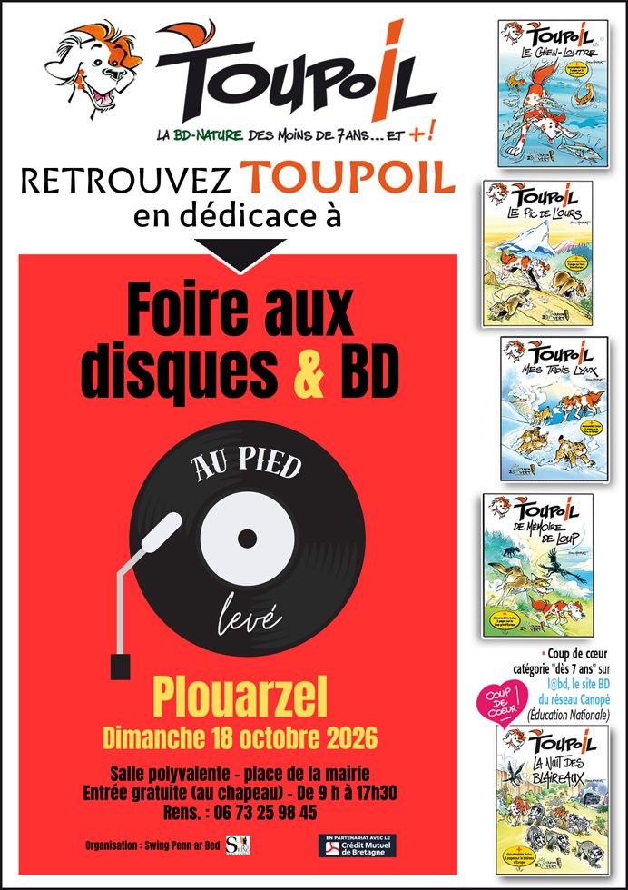 Dimanche 18 octobre, Serge Monfort, auteur BD, présentera sa série jeunesse Toupoil (albums, cartes postales et ex-libris). Il signera ses albums sur place de 9h à 17h30.