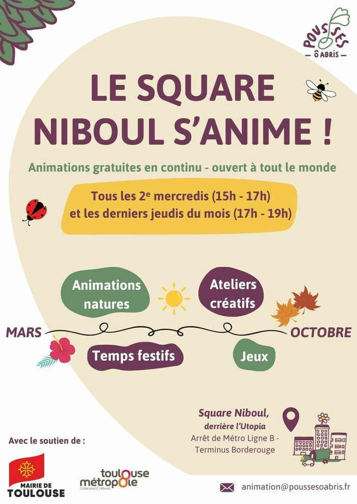 De mars à octobre, Pousses Ô Abris investit le nouveau square derrière l'Utopia à Borderouge, pour parler plantes et biodiversité !