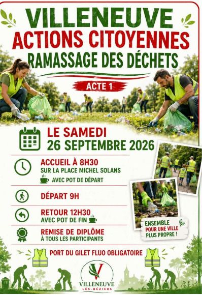Samedi 26 septembre 2026, mobilisons- nous pour une matinée citoyenne au service de notre commune !
