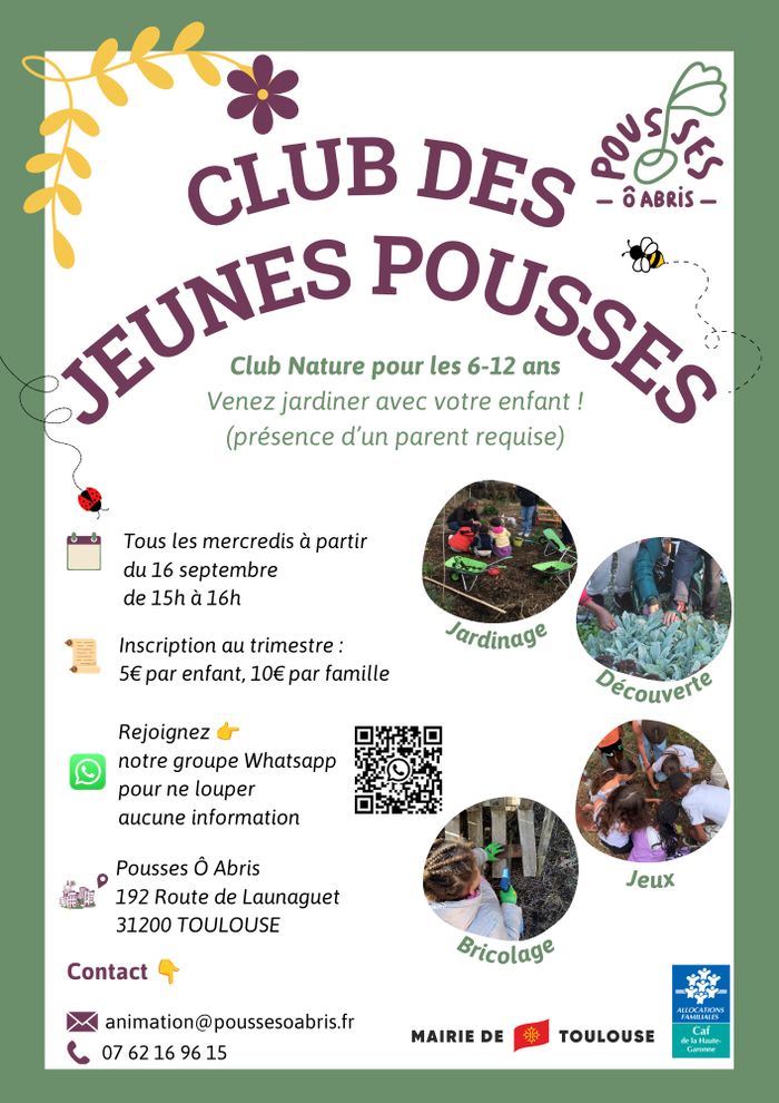 📣 Après une pause estivale bien méritée, le Club des Jeunes Pousses reprend du service !!