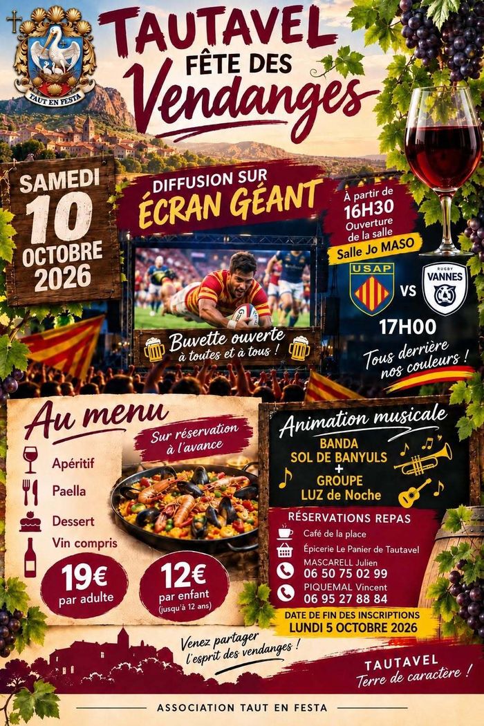Fête des vendanges ! Music, repas, match USAP