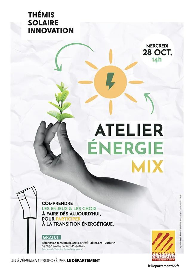 Atelier participatif consacré aux grands enjeux de l’énergie et aux choix à faire dès aujourd’hui pour réussir la transition énergétique. Réservation recommandée au +33 4 68 30 46 00.
