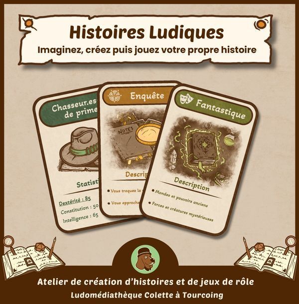 Histoires ludiques est un atelier de création d’histoire et de jeu de rôle.