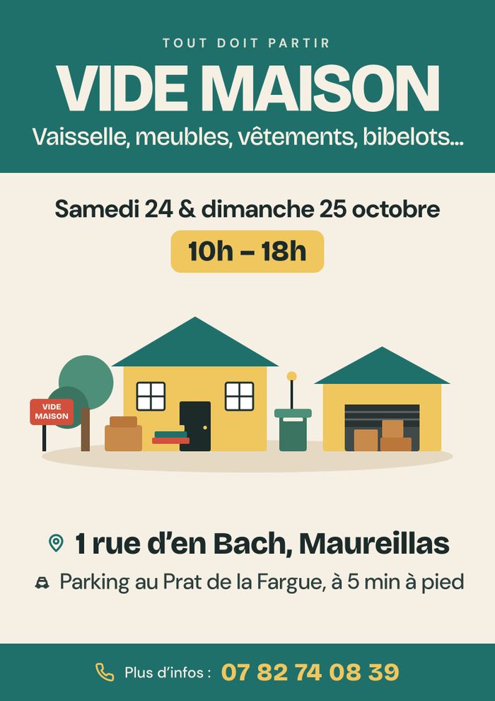Vide-maison, tout doit partir ! 24 et 25 octobre, 10 à 18h, 1 rue d'en Bach à Maureillas