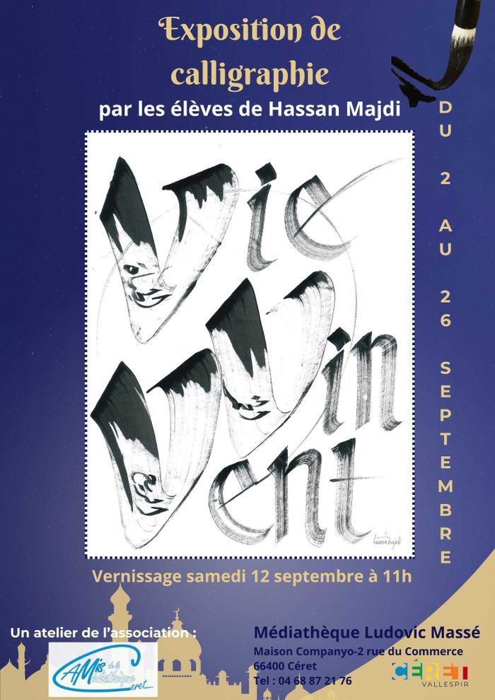 Calligraphies sur le thème Vie Vent Vent, trois références de notre région