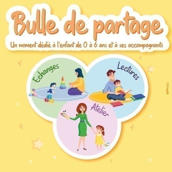 Une heure du conte et un atelier à partager avec vos enfants de 0 à 6 ans.