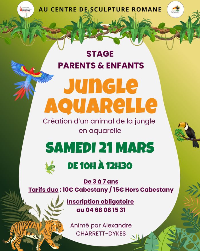 Le samedi 21 mars, le Centre de Sculpture Romane propose un stage créatif « Jungle-Aquarelle », animé par Alexandre CHARRETT-DYKES.