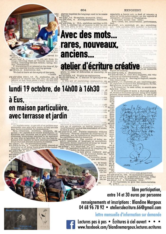 Atelier d'écriture créative en petit groupe, en maison de village avec terrasse et jardin.